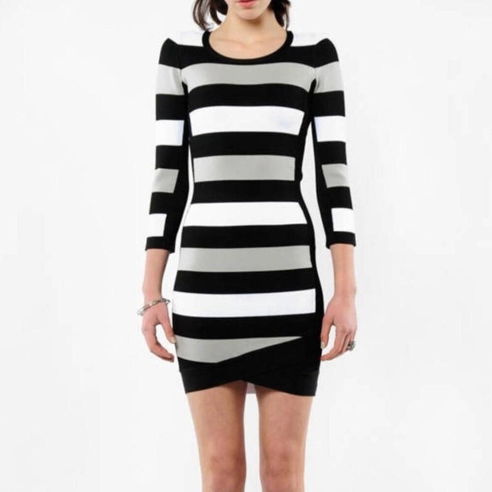 BCBGMAXAZRIA Kendall Striped Knit Bodycon …
